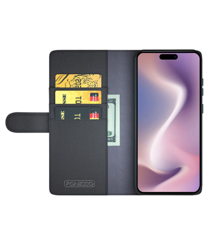 Étui iPhone 16 Pro Max portefeuille en cuir premium