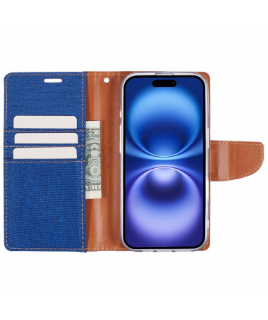Housse iPhone 16 Plus Mercury Canvas Portefeuille Bleu - photo 21