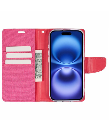 Housse iPhone 16 Plus Mercury Canvas Portefeuille Magenta - photo 29