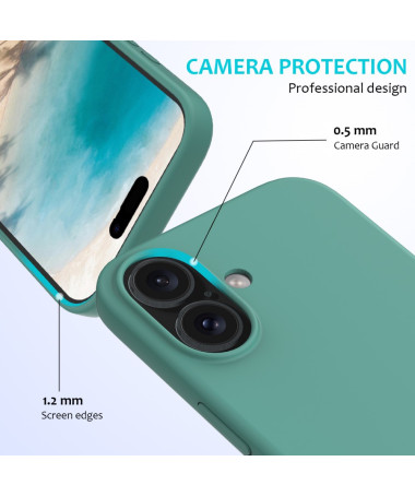 Coque Silicone Liquide pour iPhone 16 Plus - Protection Douce Vert - photo 8