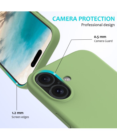 Coque Silicone Liquide pour iPhone 16 Plus - Protection Douce Vert clair - photo 24