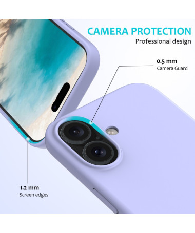 Coque Silicone Liquide pour iPhone 16 Plus - Protection Douce Violet clair - photo 32
