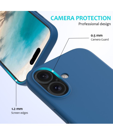 Coque Silicone Liquide pour iPhone 16 Plus - Protection Douce Bleu - photo 40