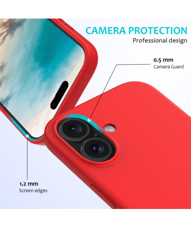 Coque Silicone Liquide pour iPhone 16 Plus - Protection Douce Rouge - photo 48