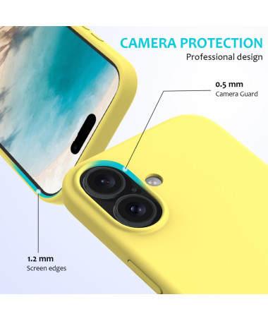 Coque Silicone Liquide pour iPhone 16 Plus - Protection Douce Jaune - photo 64