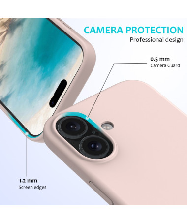 Coque Silicone Liquide pour iPhone 16 Plus - Protection Douce Or Rose - photo 72