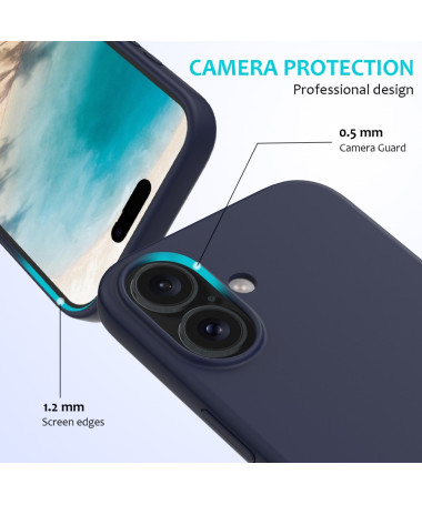 Coque Silicone Liquide pour iPhone 16 Plus - Protection Douce Bleu marine - photo 80