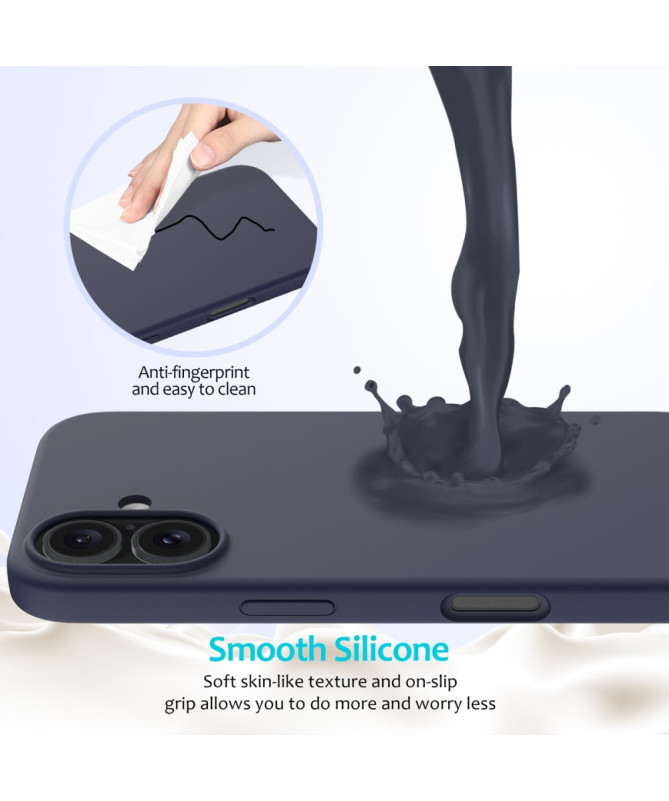 Coque Silicone Liquide pour iPhone 16 Plus - Protection Douce