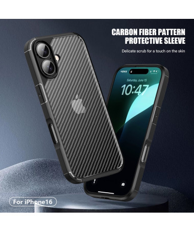 Coque Carbone Anti-Rayures pour iPhone 16 Plus - Style et Protection