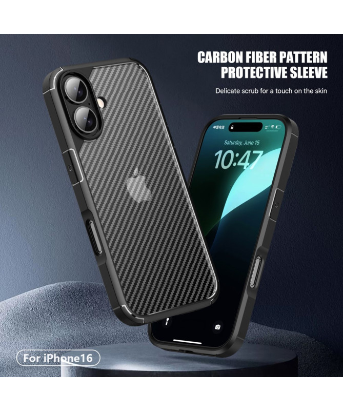 Coque Carbone Anti-Rayures pour iPhone 16 Plus - Style et Protection