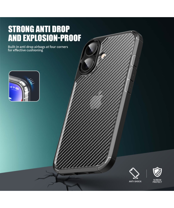 Coque Carbone Anti-Rayures pour iPhone 16 Plus - Style et Protection