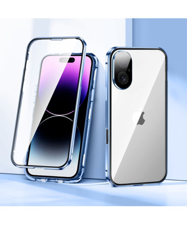 Coque iPhone 16 Plus Avant et Arrière en Verre Trempé et Métal