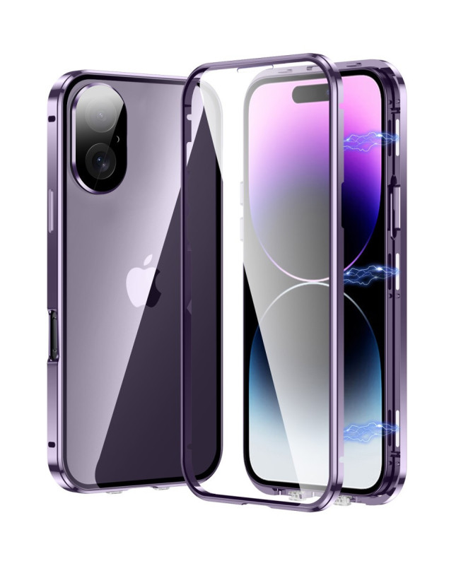 Coque iPhone 16 Plus Avant et Arrière en Verre Trempé et Métal