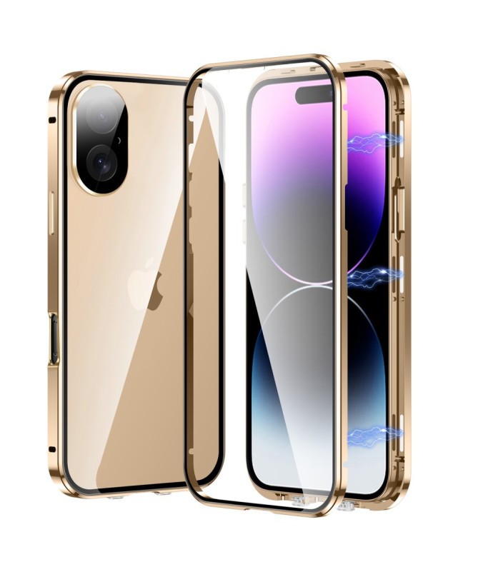 Coque iPhone 16 Plus Avant et Arrière en Verre Trempé et Métal