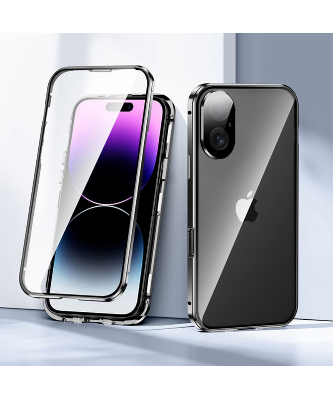 Coque iPhone 16 Plus Avant et Arrière en Verre Trempé et Métal