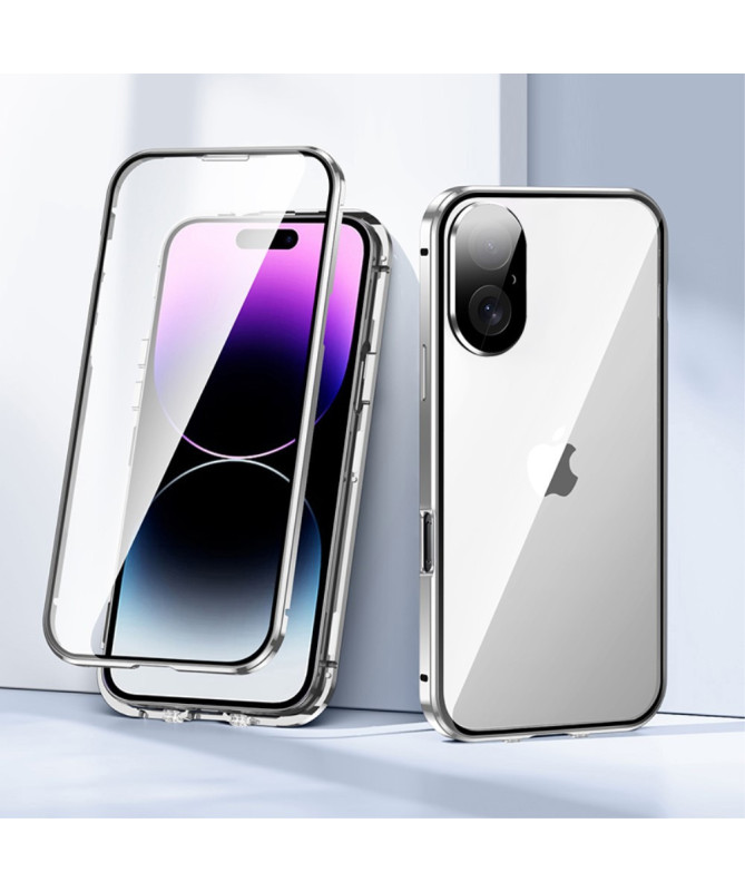 Coque iPhone 16 Plus Avant et Arrière en Verre Trempé et Métal