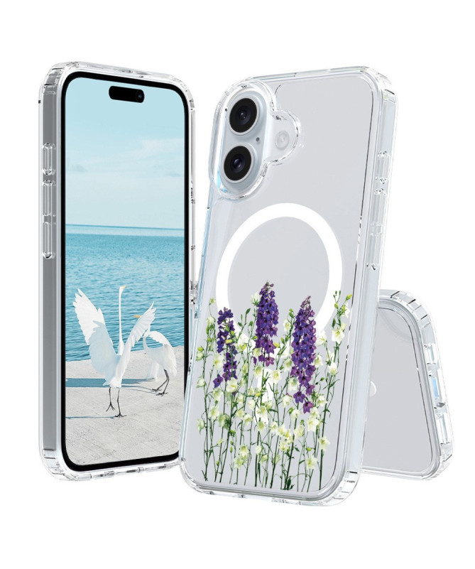 Coque iPhone 16 Plus Fleurie Lavande Compatible MagSafe
