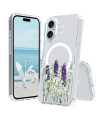 Coque iPhone 16 Plus Fleurie Lavande Compatible MagSafe
