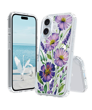 Coque iPhone 16 Plus Fleurs Lavande Compatible MagSafe