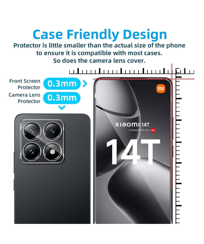 Xiaomi 14T - Protection d’Écran en Verre Trempé avec Film Protecteur pour Objectif