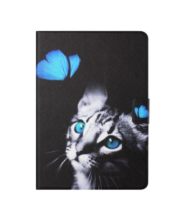 Housse iPad mini (2024/2021) Chat et Papillon Bleu