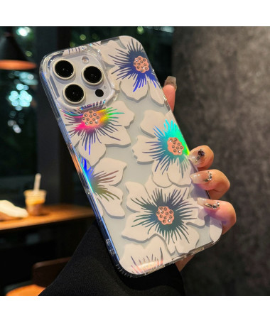 Coque iPhone 16 Pro Max Transparente - Motif Fleur Laser