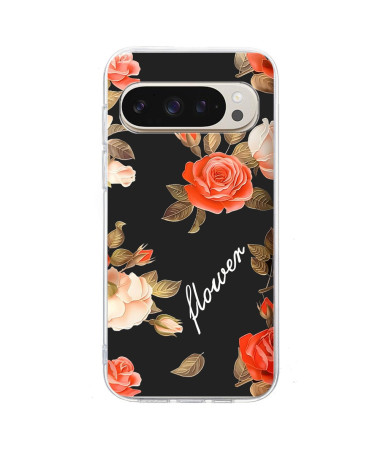 Coque Google Pixel 9 Pro XL fleurs rouges