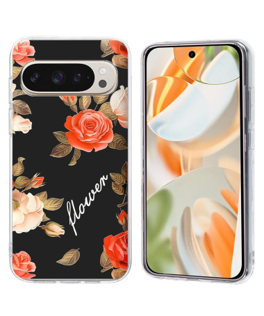 Coque Google Pixel 9 Pro XL fleurs rouges