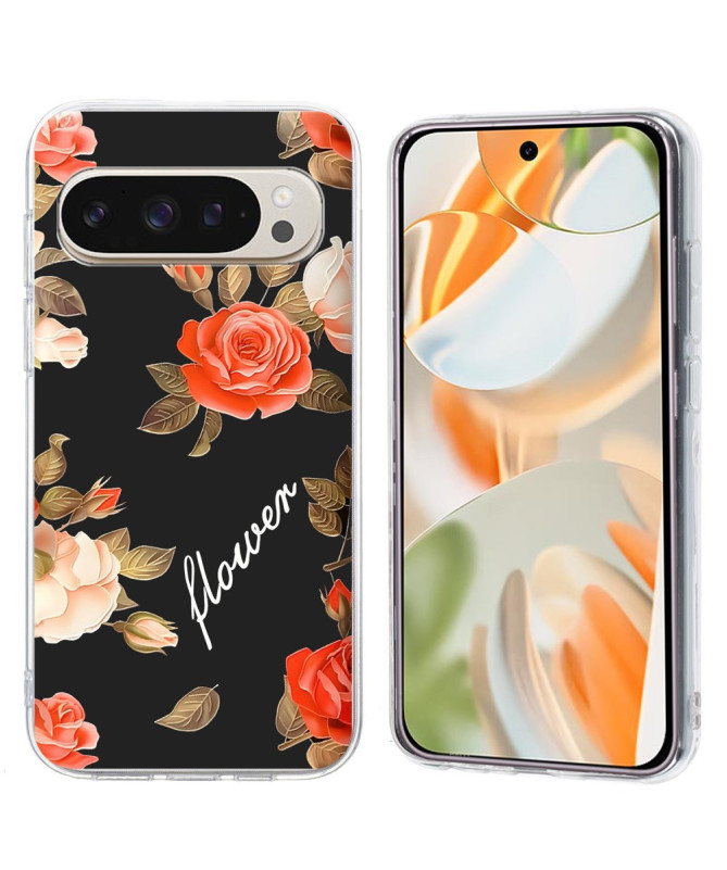Coque Google Pixel 9 Pro XL fleurs rouges