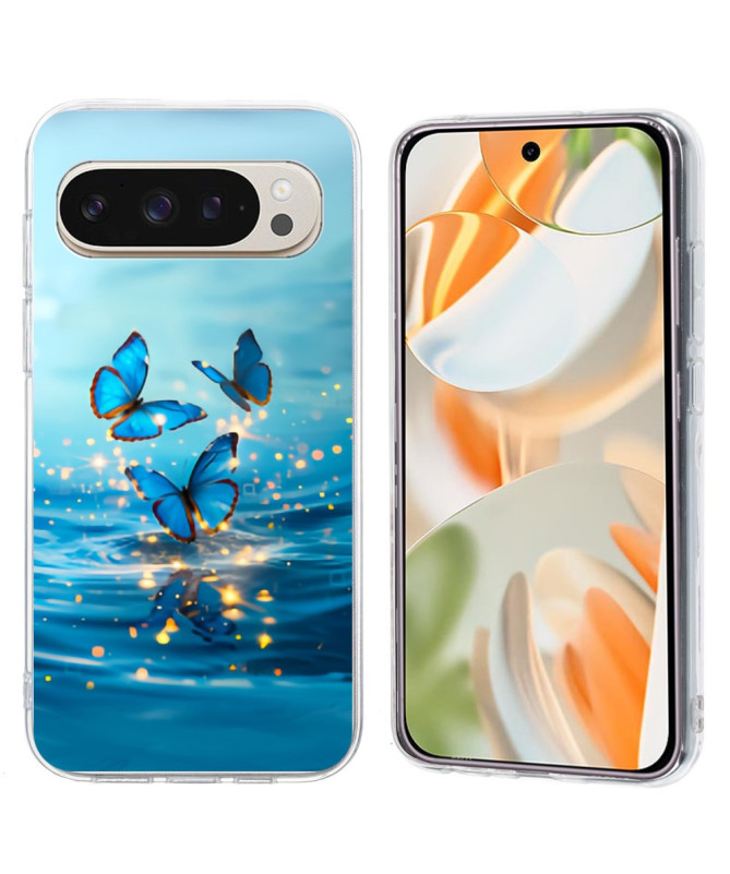 Coque Google Pixel 9 Pro XL papillons bleus