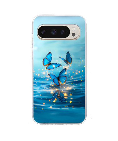 Coque Google Pixel 9 Pro XL papillons bleus