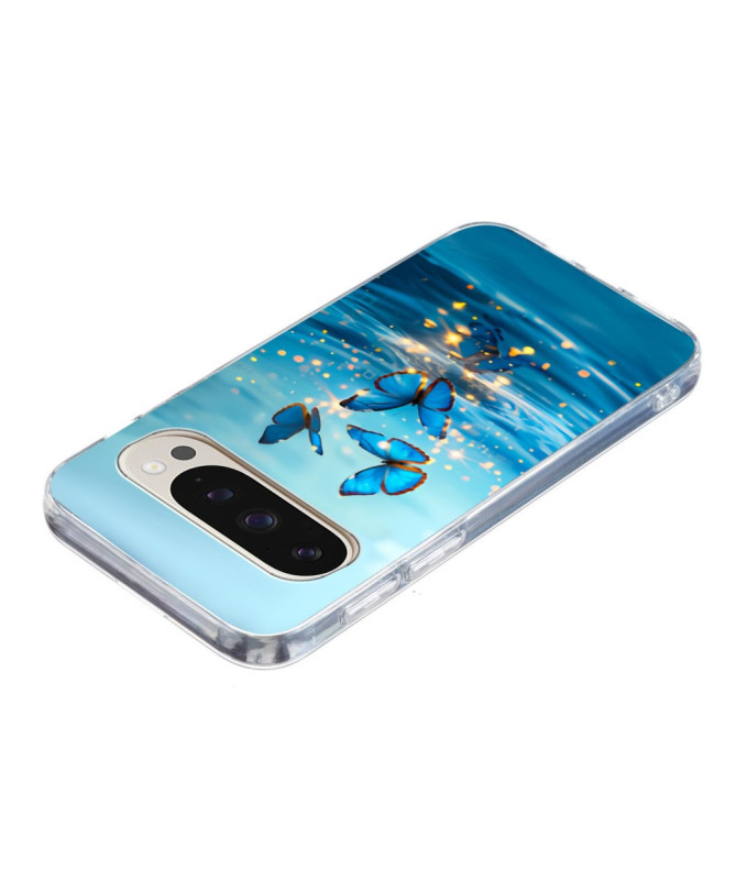 Coque Google Pixel 9 Pro XL papillons bleus