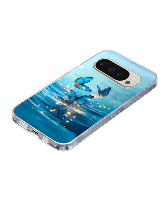 Coque Google Pixel 9 Pro XL papillons bleus