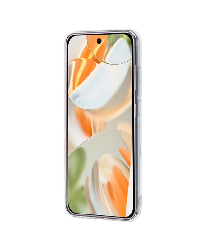 Coque Google Pixel 9 / 9 Pro florale grise et rose