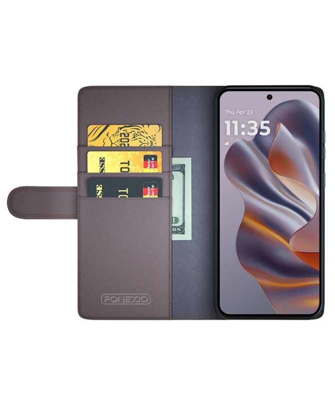 Étui Motorola Edge 50 Neo portefeuille en cuir premium