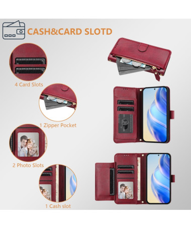 ELEGANTO - Housse OnePlus 13 Portefeuille Multifonction Rouge foncé - photo 32