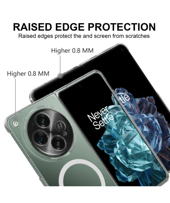 Fjordis - Coque OnePlus Open Transparente avec Anneau MagSafe
