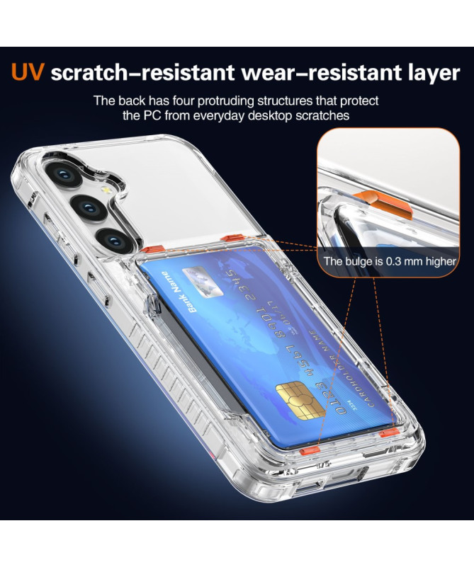 Crystalvault - Coque Samsung Galaxy S25 transparente avec porte-cartes