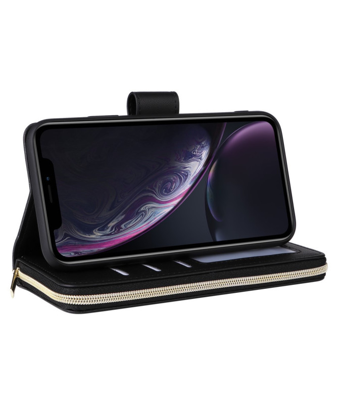 LuxBag - Étui iPhone XR à Bandoulière avec Portefeuille Zippé