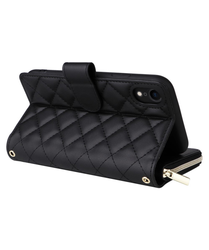 LuxBag - Étui iPhone XR à Bandoulière avec Portefeuille Zippé