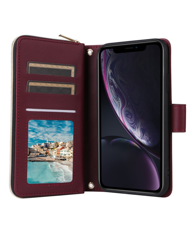 LuxBag - Étui iPhone XR à Bandoulière avec Portefeuille Zippé