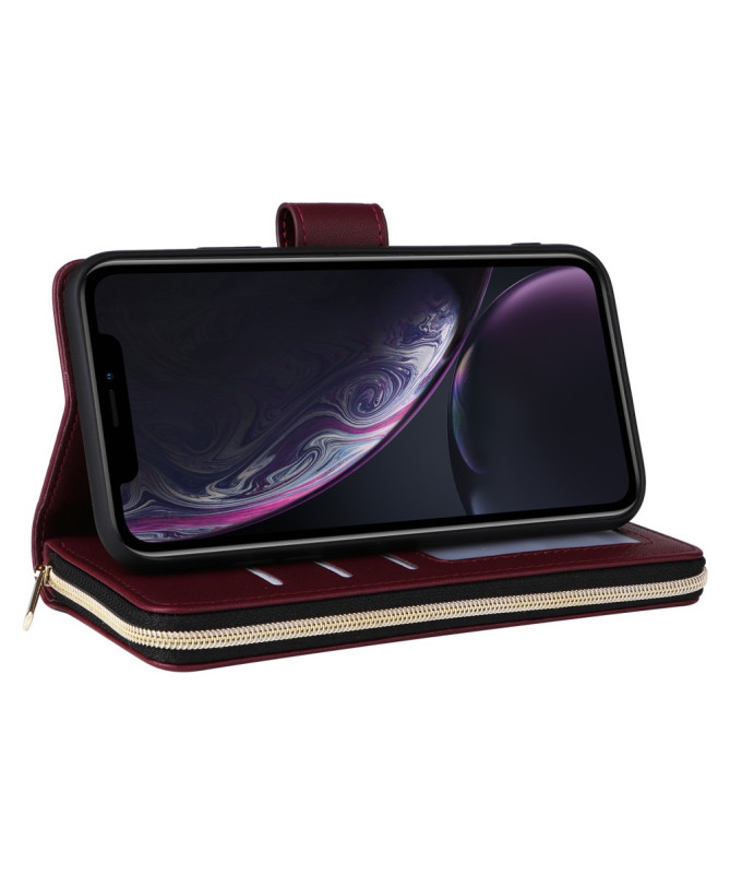 LuxBag - Étui iPhone XR à Bandoulière avec Portefeuille Zippé