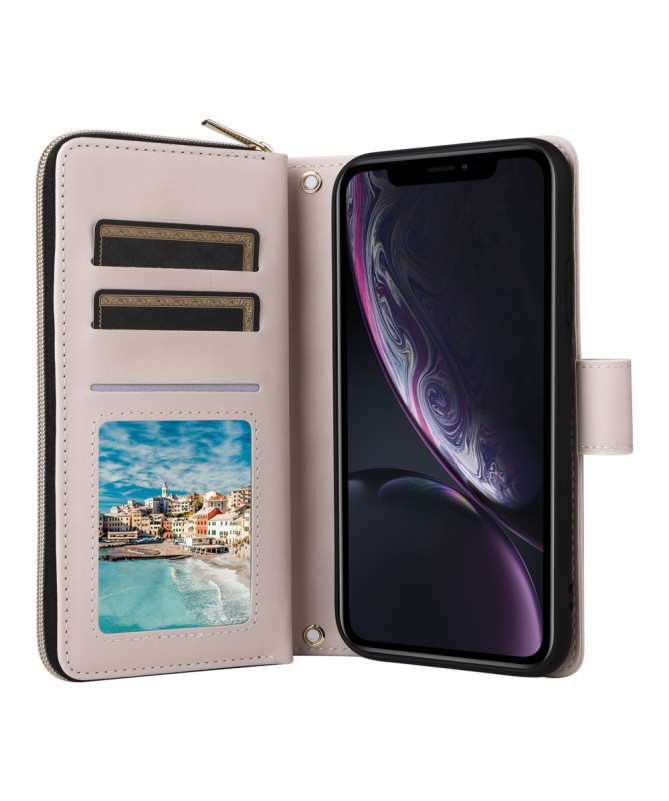 LuxBag - Étui iPhone XR à Bandoulière avec Portefeuille Zippé