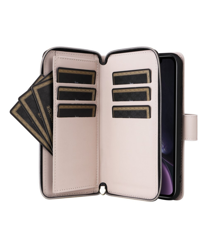 LuxBag - Étui iPhone XR à Bandoulière avec Portefeuille Zippé