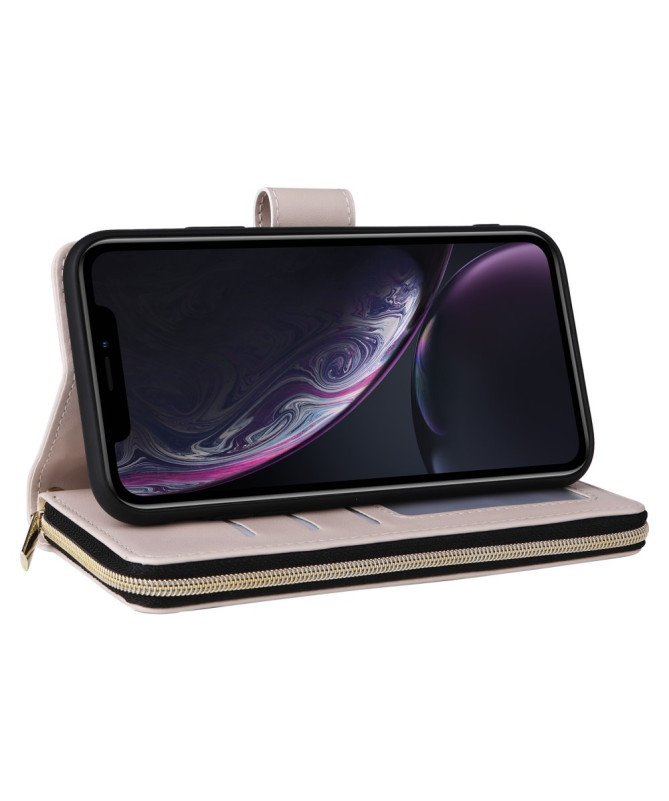 LuxBag - Étui iPhone XR à Bandoulière avec Portefeuille Zippé