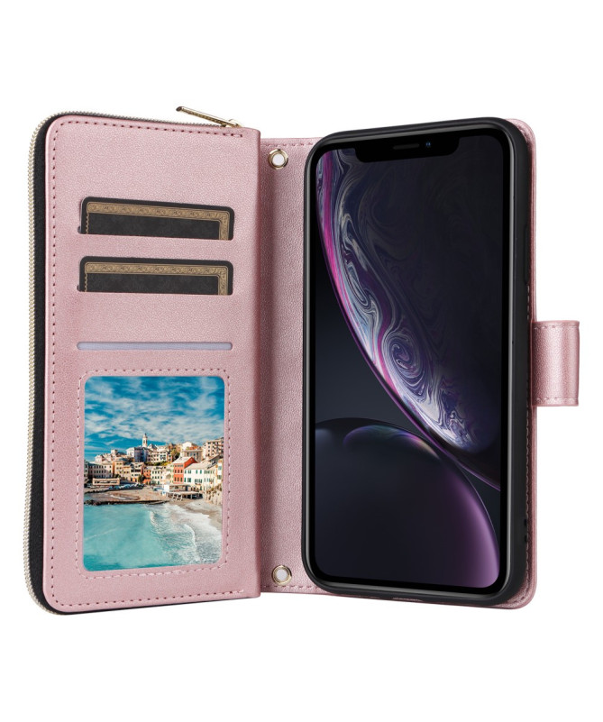 LuxBag - Étui iPhone XR à Bandoulière avec Portefeuille Zippé