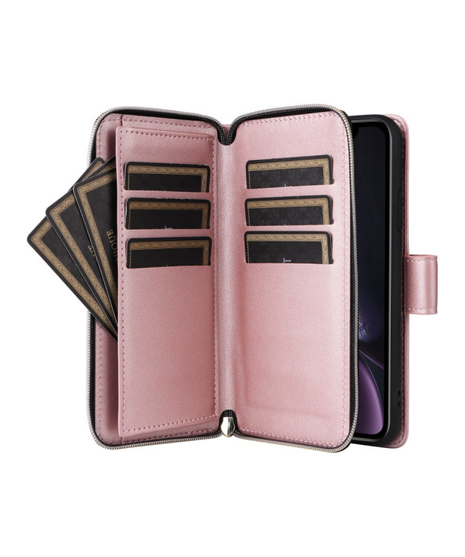 LuxBag - Étui iPhone XR à Bandoulière avec Portefeuille Zippé