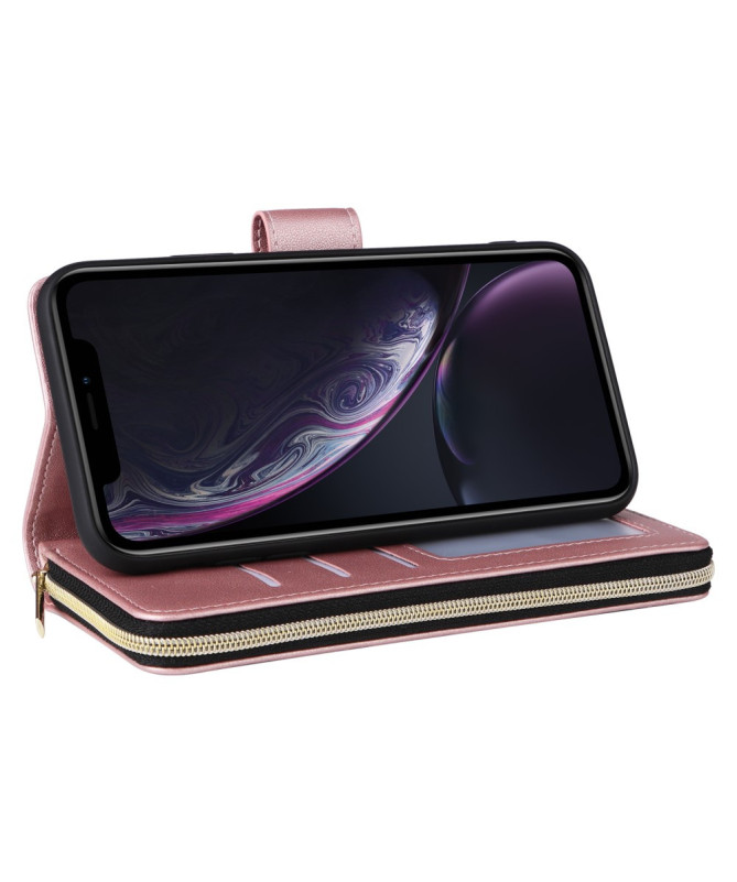 LuxBag - Étui iPhone XR à Bandoulière avec Portefeuille Zippé