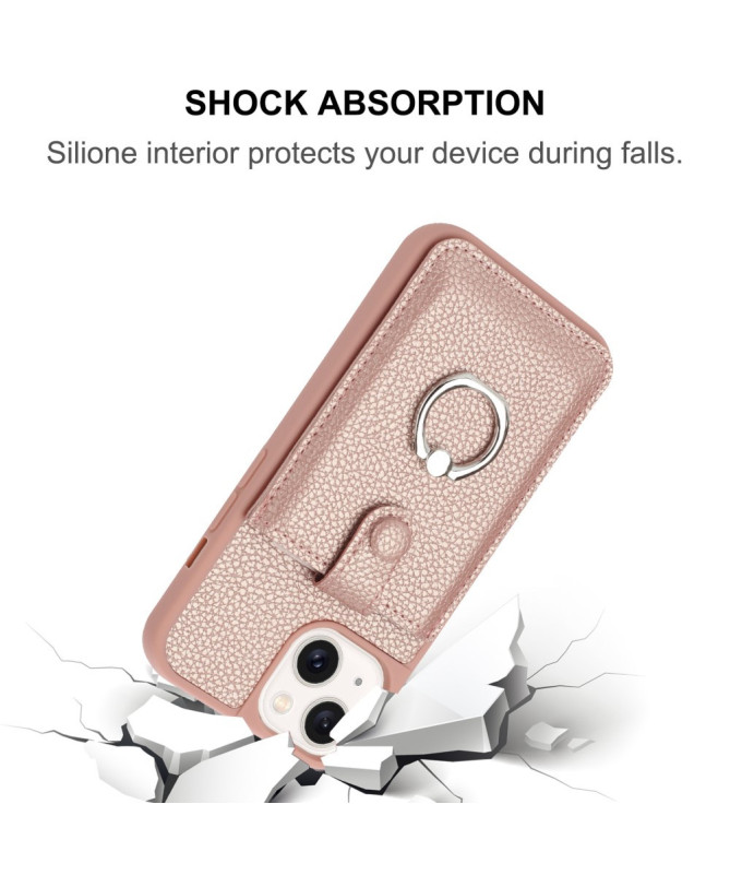 Litchino - Coque iPhone 14 Plus avec Porte-Cartes et Anneau Rotatif