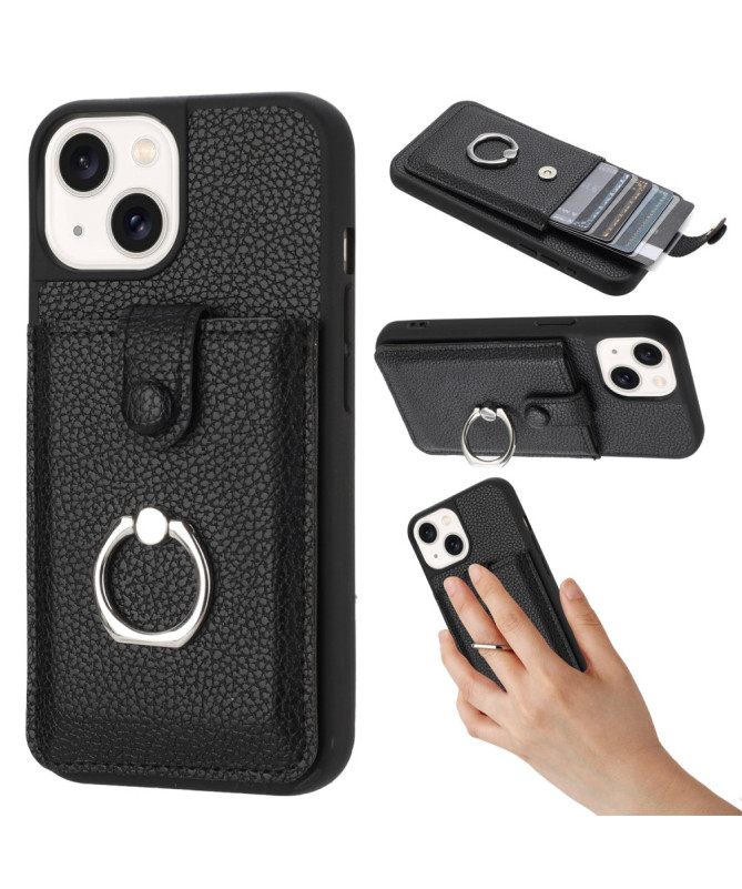 Litchino - Coque iPhone 14 Plus avec Porte-Cartes et Anneau Rotatif